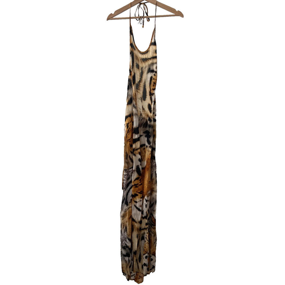 Shahida Parides Silk Tiger Halter Dress Small/Medium